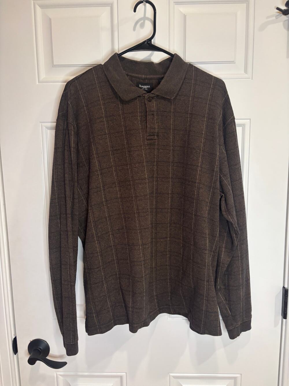 Haggar Brown Textured Knit Polo Shirt – Size XL